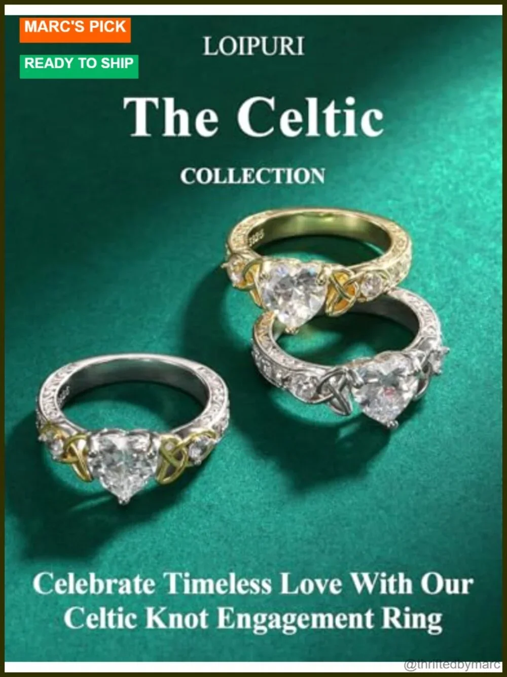 2CT Heart Moissanite Promise Ring Sterling Silver Celtic Knot